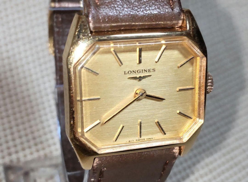 Longines Hand-wound Mens Watch Gold Color Vintage Mechanical Wristwatch Working