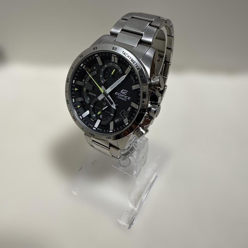 Edifice Eqb-900 Black And Silver Solar Powered Bluetooth Watch Stainless Steel