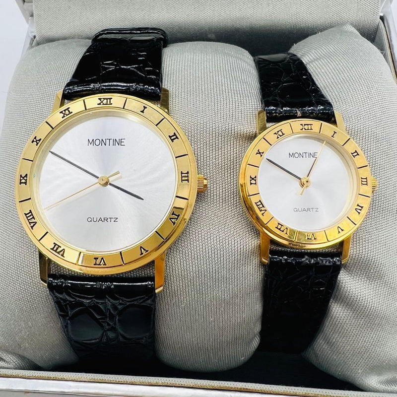 Montine Quartz Watch Silver Gold Mens/womens Pair Analog Timepiece Fashion