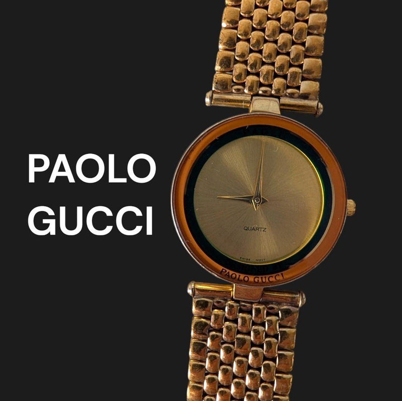 Paologucci Watch Quartz Movement Gold Unisex Wristwatch. Fashion Dress Watch.