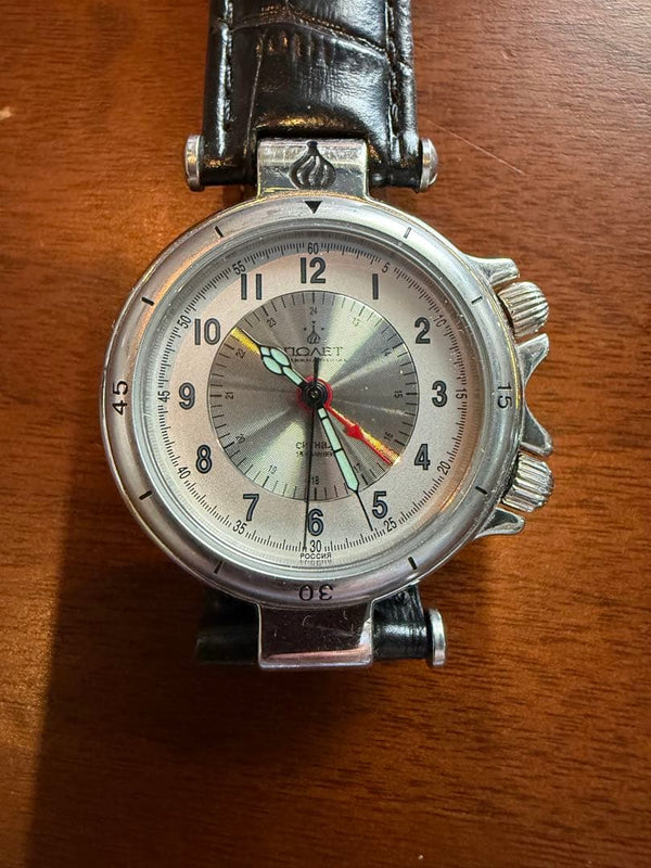 Poljot Hand-winding Alarm Watch Mod. 2612 Mechanical Wooden Case Vintage Style