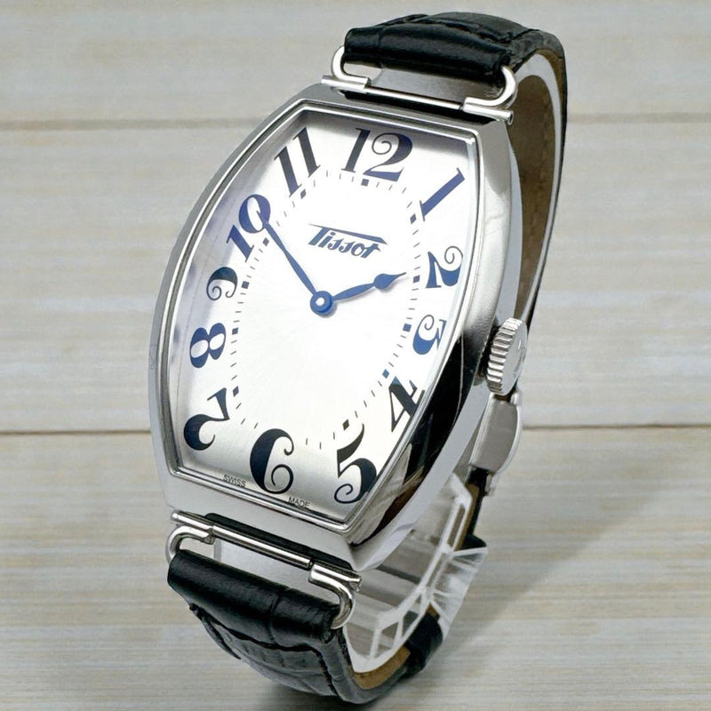 Tissot Heritage Porto Tonneau Silver Watch Mens Swiss Quartz Leather Band