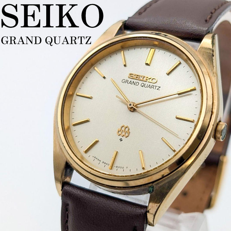 Grand Quartz Twin Quartz Gold Mens Watch Vintage Working Japan Made Dress