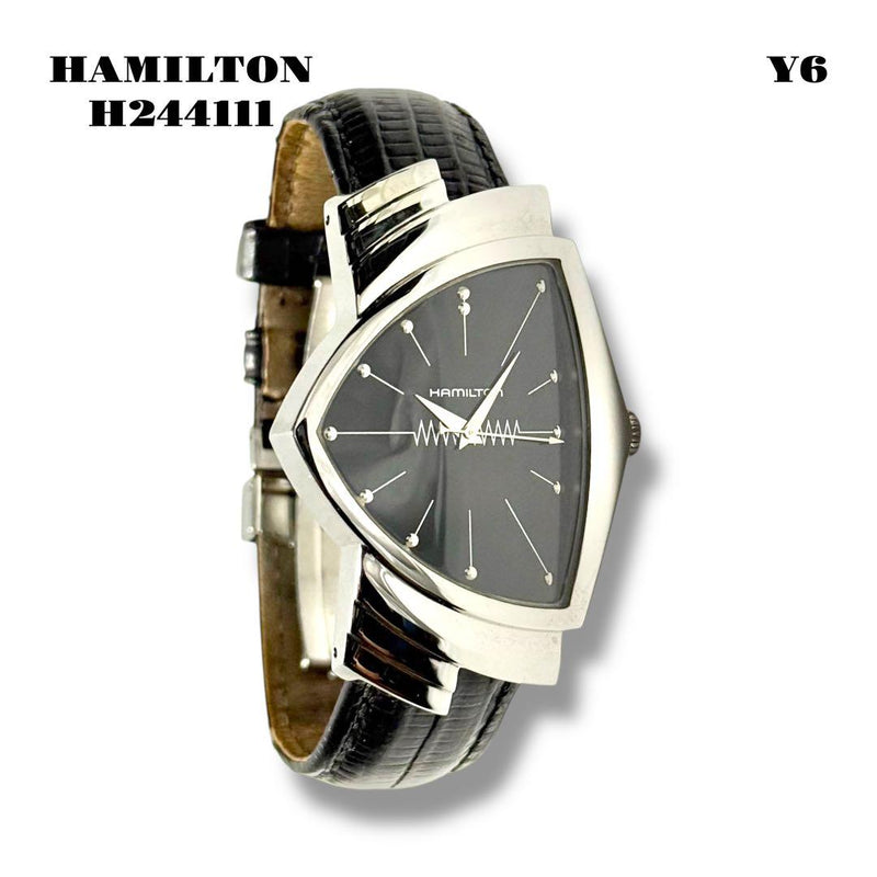 Ventura H244111 Watch Black Dial Silver Stainless Steel Quartz