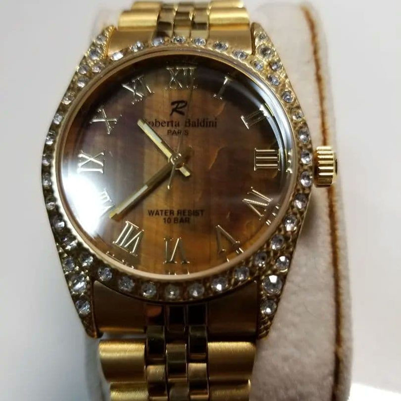 Roberta Baldini Paris Watch Rare Tigers Eye Dial Fashion Wristwatch Designer
