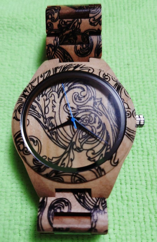 Bobobird Wooden Watch Tattoo Design Mens Wood Wrist Watch Casual Quartz Watch