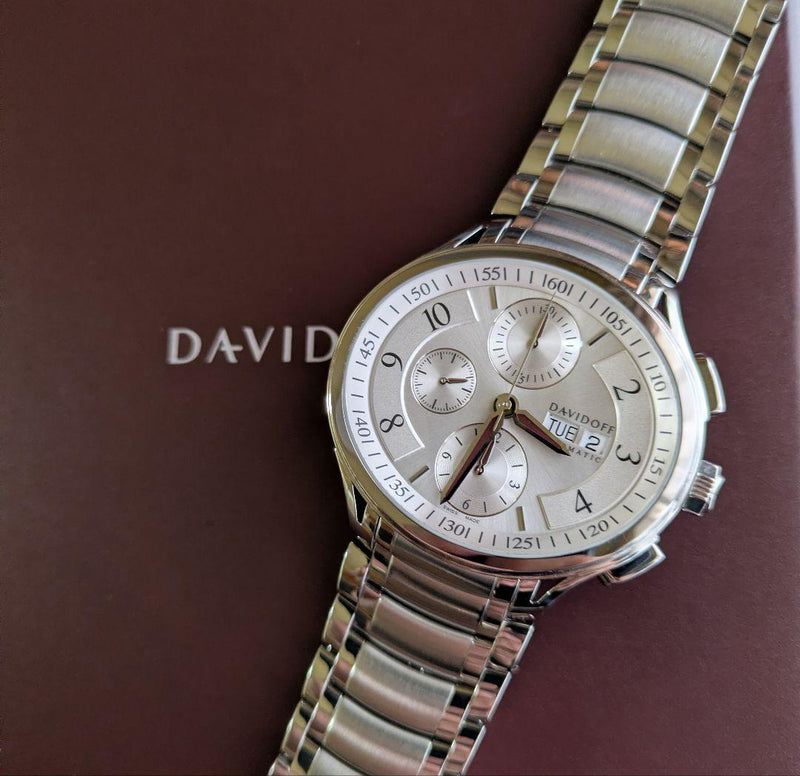Davidoff Oval Chronograph Eta7750 Swiss Watch Mens Steel Chronometer