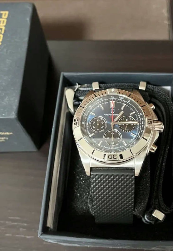 Chronograph Watch Stainless Steel Quartz Movement Casual Sport Wristwatch
