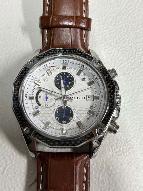Megir Chronograph Quartz Watch Mens Working Wristwatch Fashion Casual Style