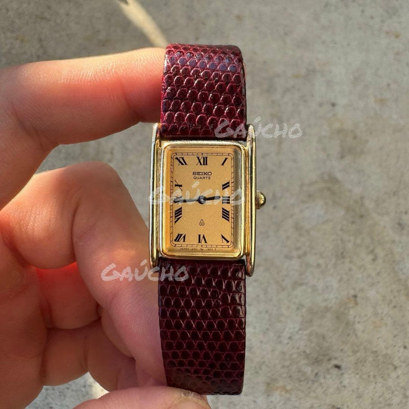 Vintage  Tank Watch With Battery Gold Tone Dress Watch Working Condition