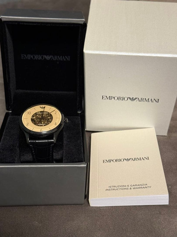 Emporio Armani Meccanico Skeleton Watch Mens Wristwatch Luxury