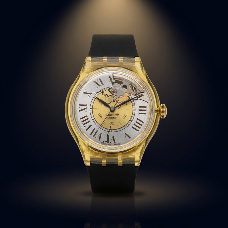 7-3424  Ag 1994  Watch Clear Yellow Swiss Made Collectors Item