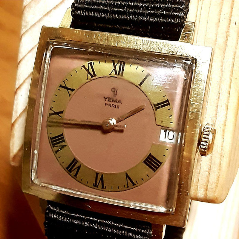 Antique Date Brown Gold Hand-winding Mens Watch Working Mechanical