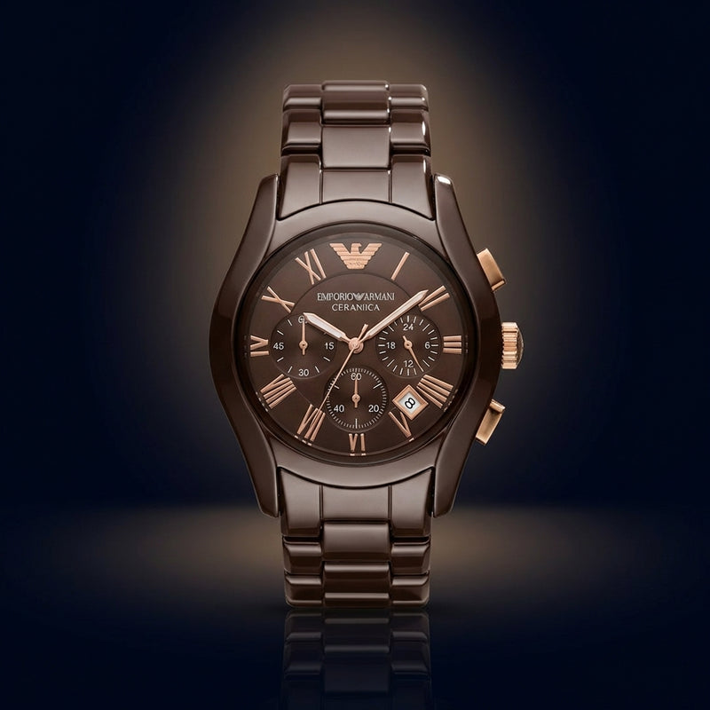 Ar2448 Chronograph Watch Brown Leather Band Mens Wristwatch