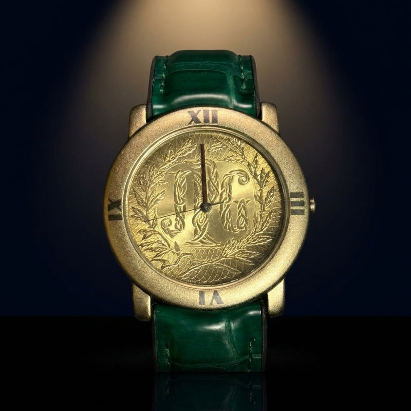 Monogram Watch Gold Band Quartz Movement (Not Working)