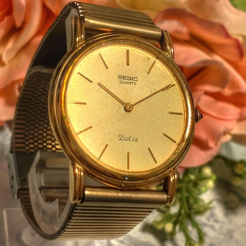Dolce Quartz Analog Gold Tone Case Silver Dial Mens Roman Numeral Watch