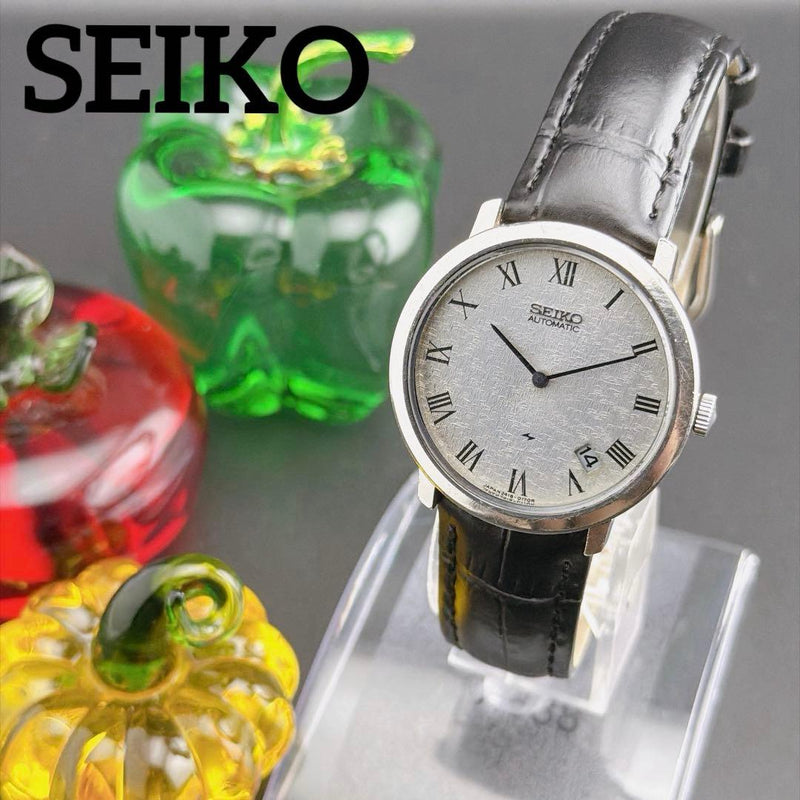 Seiko Chariot 2418-0030 Automatic Mens Watch Silver Black Dial 34mm 1963