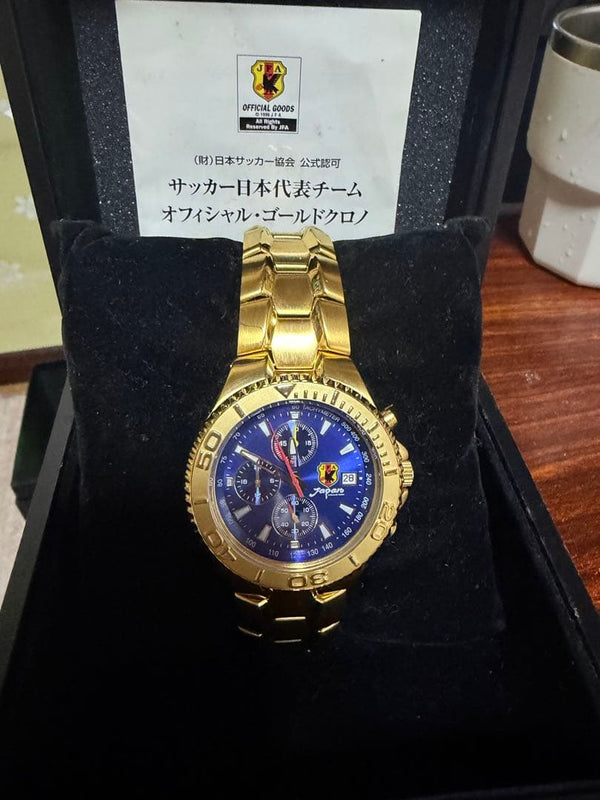 National Football Team Official Gold Blue Dial Chronograph Watch Tachymeter