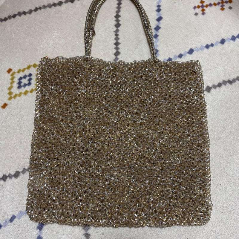 Anteprima Large Handbag Gold PVC Wire H10.2in 680g Magnetic Snap Italy