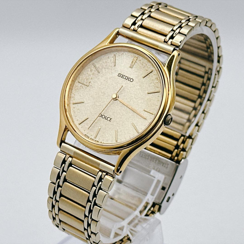 Dolce Mens 8J41-6100 Quartz Gold Plated Case Gold Dial Watch Steel