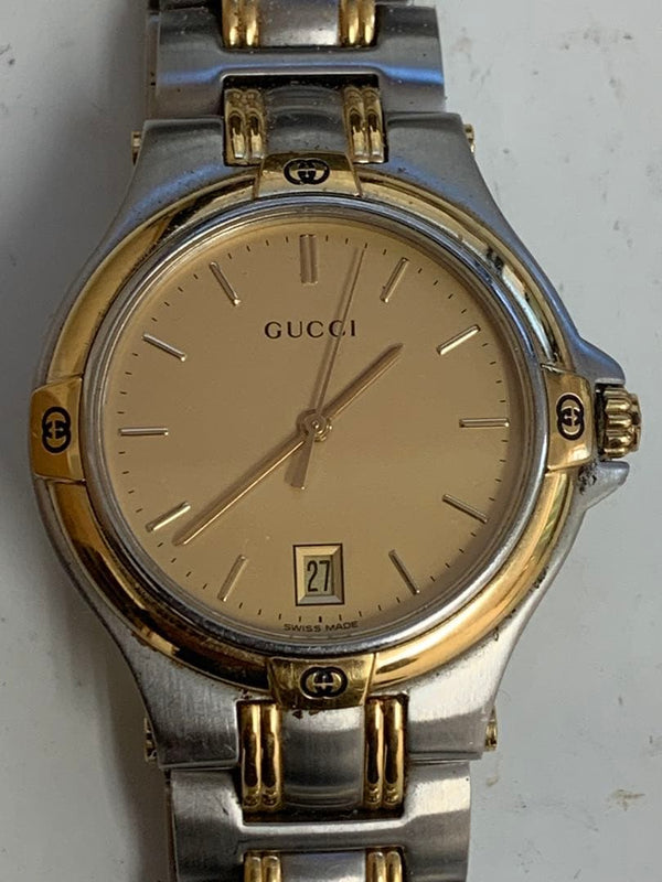 Gucci YA163405 Swiss Quartz 38mm Stainless Steel Gold Dial 3ATM Date Watch