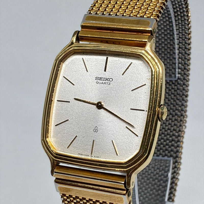 Seiko 5930-5300 Quartz Stainless Steel 28.9mm White Gold Tone Octagon Watch 1980