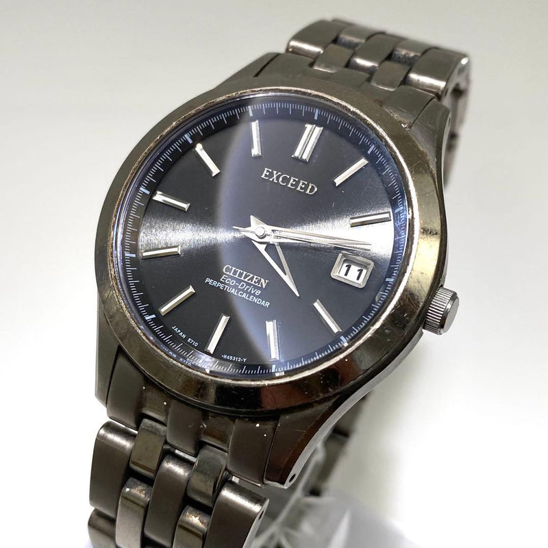 CITIZEN EXCEED S000123 E710 Eco-Drive Titanium 35mm Black Dial Watch 10BAR