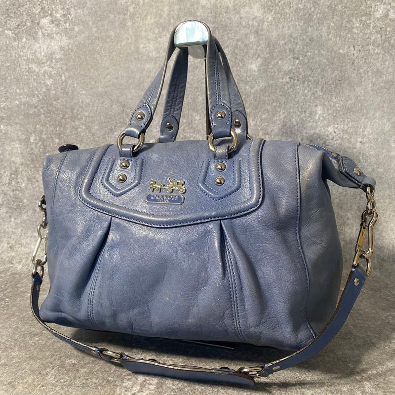 Coach Ashley 2way Satchel F15447 Blue Teal Leather H25 W35 D15cm Brass