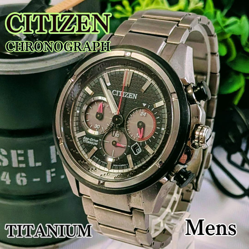 CITIZEN B620-S098131 Mens Eco-Drive Chronograph Watch 46mm Black Dial Silver