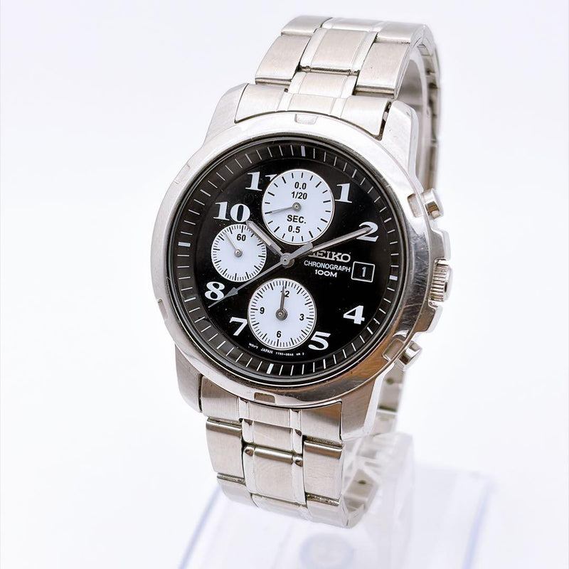 SEIKO Chronograph 7T92-0B00 Quartz 41mm 100M Water Resistant Date Arabic Dial