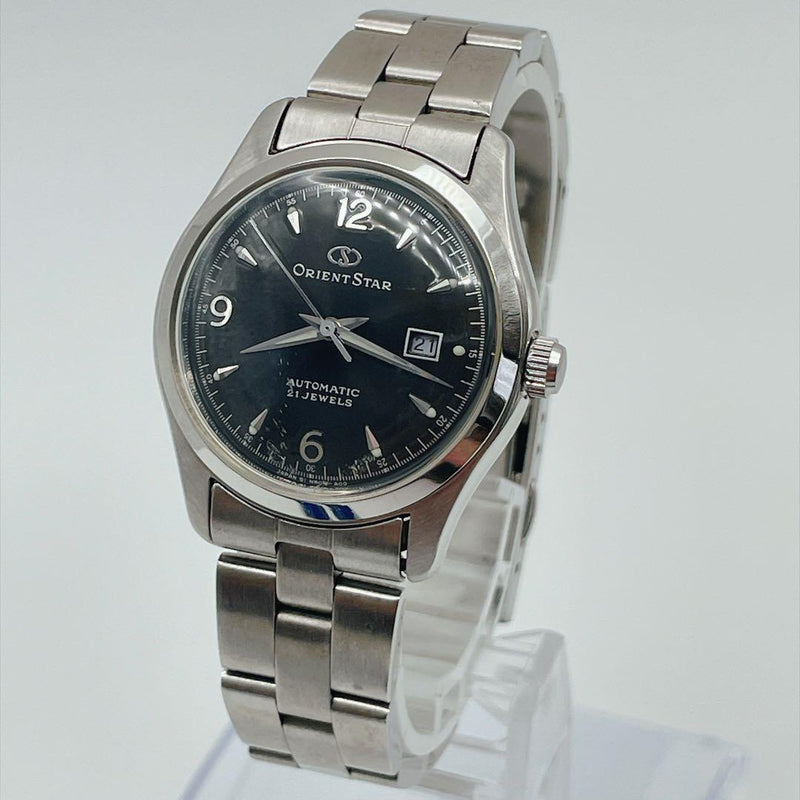 ORIENT STAR Automatic Mens Watch Black Dial Arabic Numeral Skeleton Back Date
