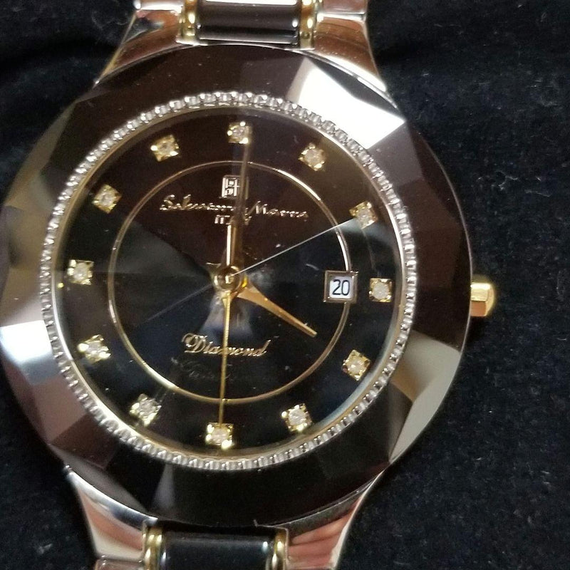 Unisex Quartz Watch 35mm Stainless Steel Ceramic Sapphire 12 Diamond Limited 300