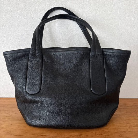 HIROFU Shurink Leather Tote Bag Black 37cm Height 43cm Width 17cm Depth