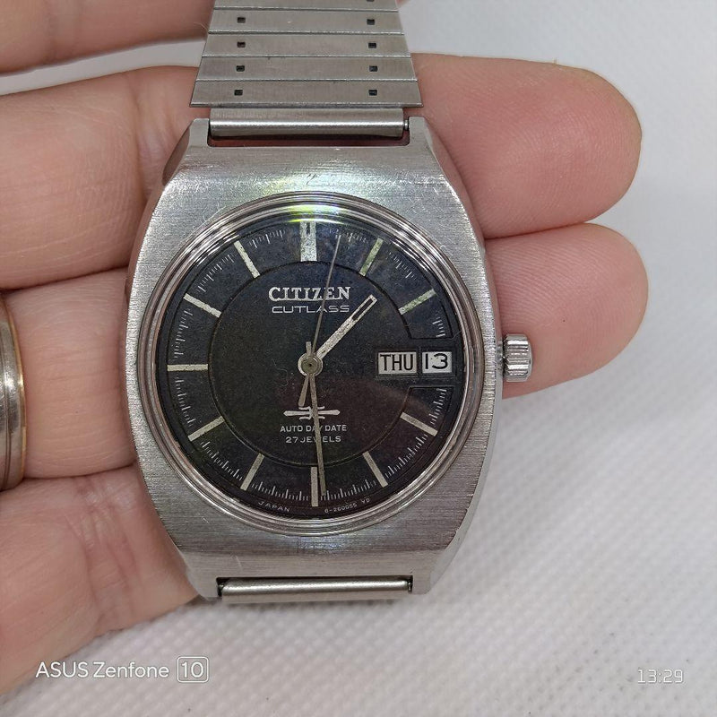 Citizen CUTLASS Automatic 27 Jewels Day Date Black Dial 1960s Mens Watch