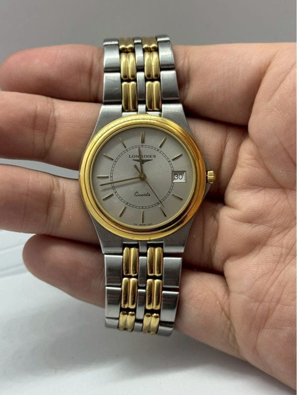 LONGINES Flagship Two Tone Quartz Watch 36mm 7mm 30m White Date SS Case Band