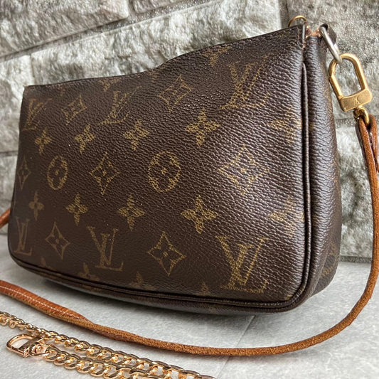 Louis Vuitton Monogram Pochette Accessoires Pouch 3way PVC Leather Brown