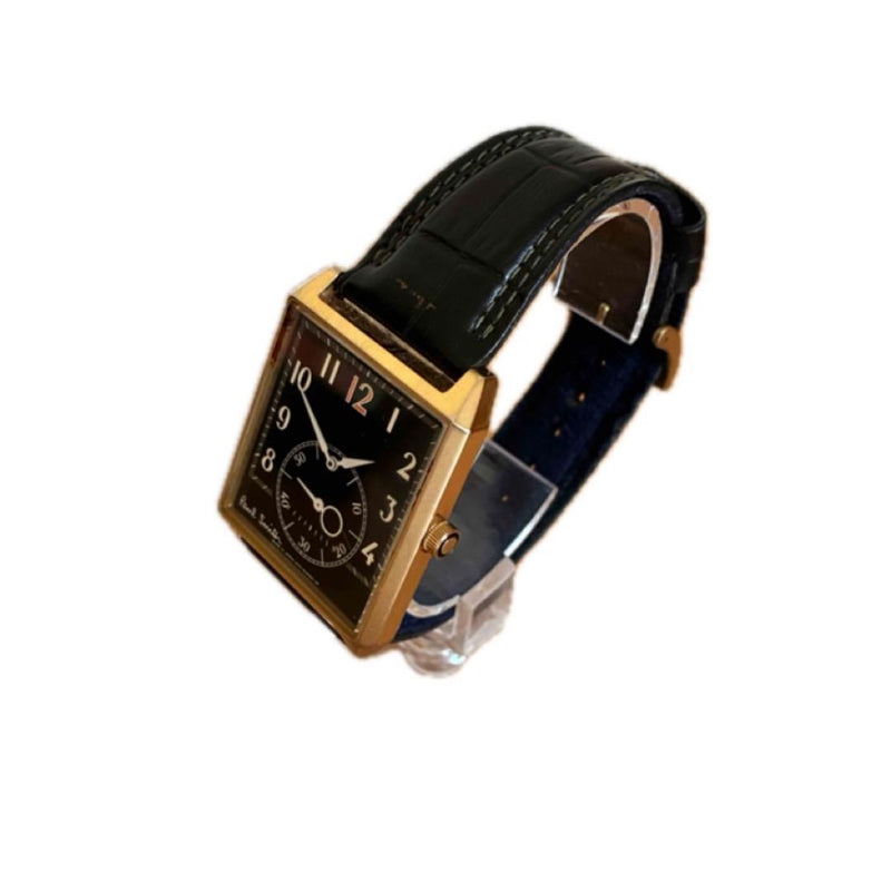 Paul Smith Westminster Mens Watch Quartz Gold Square Black Dial Black Leather