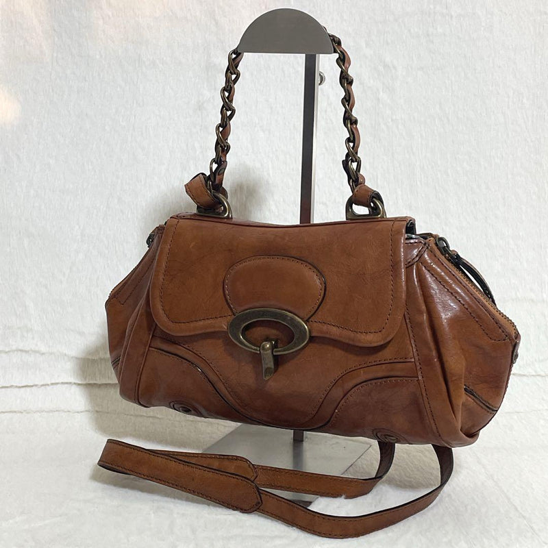 Dakota Transformable 2-Way Brown Leather Shoulder Crossbody Bag 34cm W 16cm H