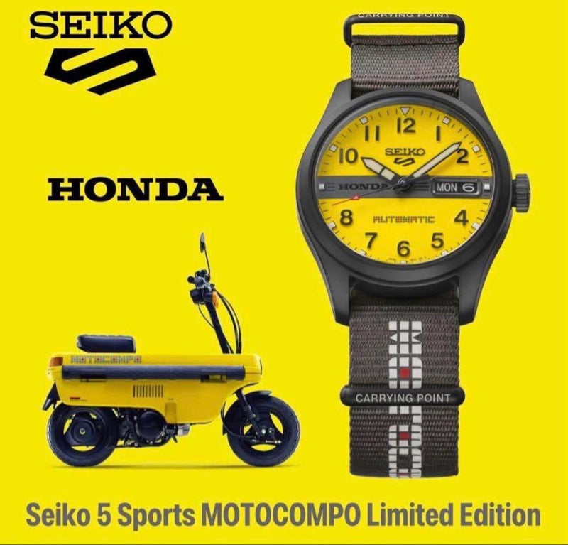 SEIKO 5 Sports HDB010J Honda Motocompo Limited Edition Automatic Yellow Dial
