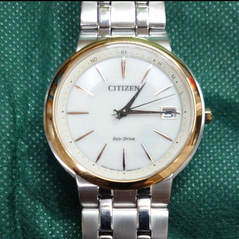 CITIZEN Eco-Drive Radio-Controlled Solar Titanium 36.5mm Silver Gold 10 Bar