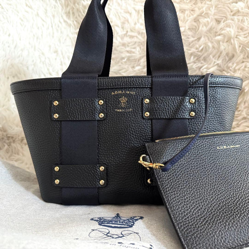 A.D.M.J. Daily Tote Bag Crown Leather W38 H18 D14cm A4 Gold Hardware Dust Bag