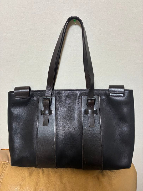 GUCCI 2Way Shoulder Bag Dark Brown Leather 48x30x12cm Serial 1012883444