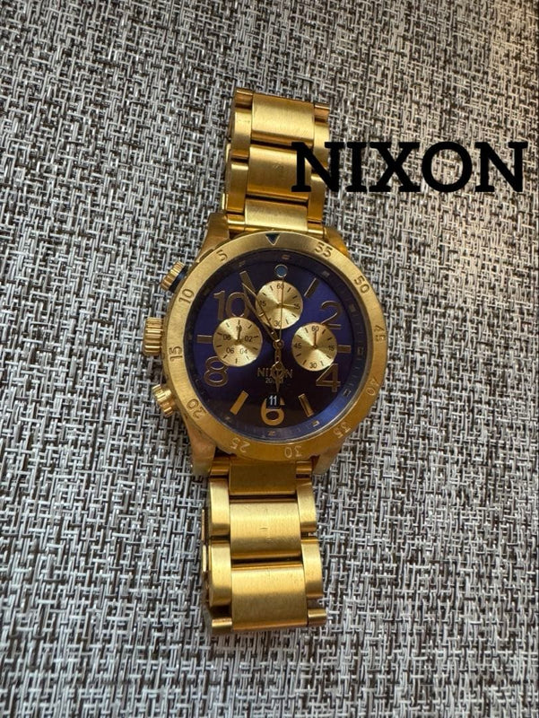 NIXON 51-30 A0832735 Quartz Chronograph Watch 51mm Blue Dial Gold Stainless