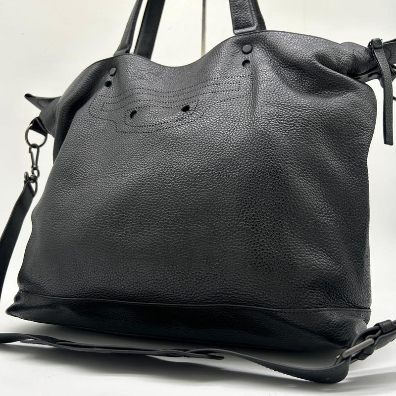 Balenciaga Blackout City Leather Tote Bag Black 2-Way 32x36-50x12cm Shoulder