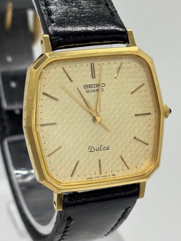 Seiko Dolce 7731-5120 Quartz SGP 29mm Case Gold Dial 16mm Lug Mens Watch
