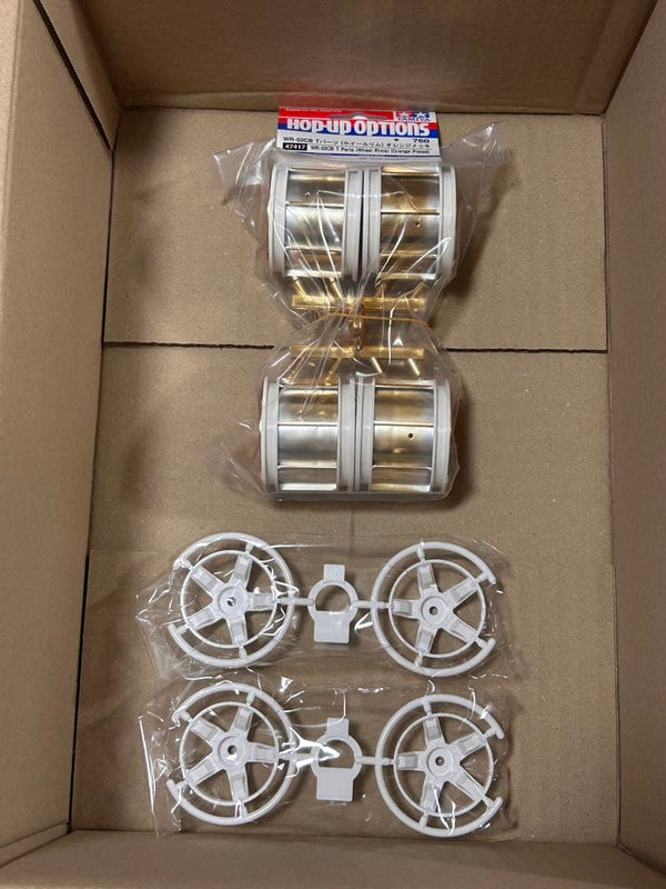 Orange Plated Wheel Rim White Spokes for Tamiya WR02CB Comical Series