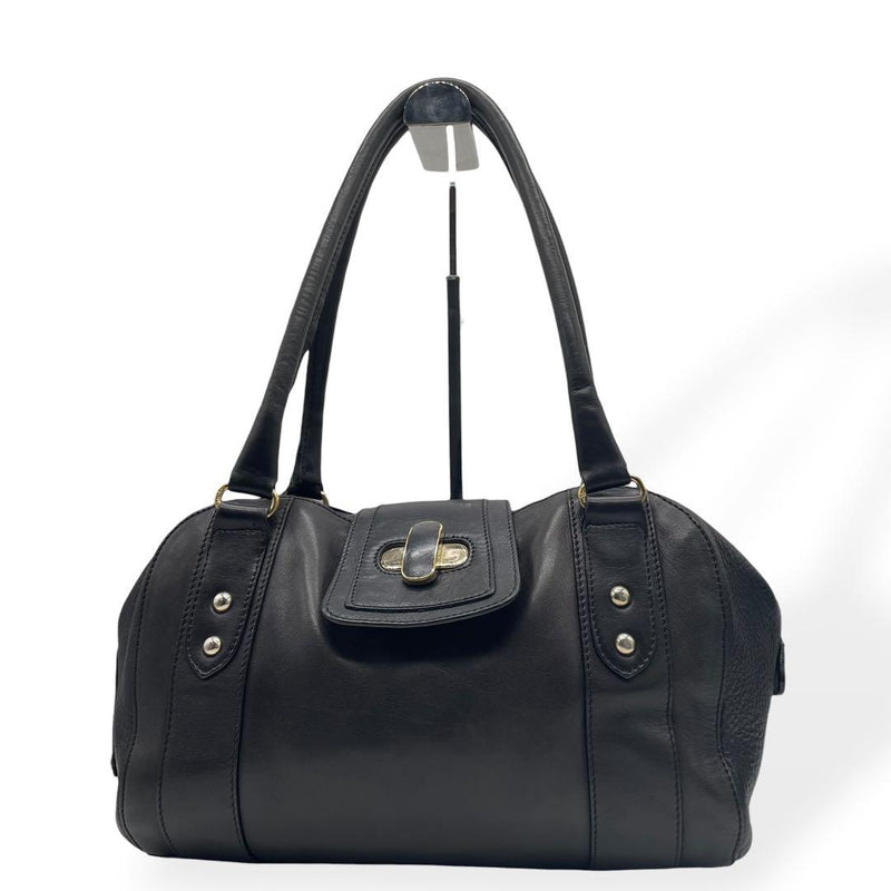 Max Mara Turn Lock Leather Handbag Black Height 22cm Width 30cm Depth 12cm b6520