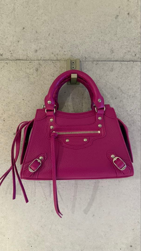 BALENCIAGA Neo Cagole Handbag Pink Leather W18 H12 D7.5cm Zip Pocket Dust Bag