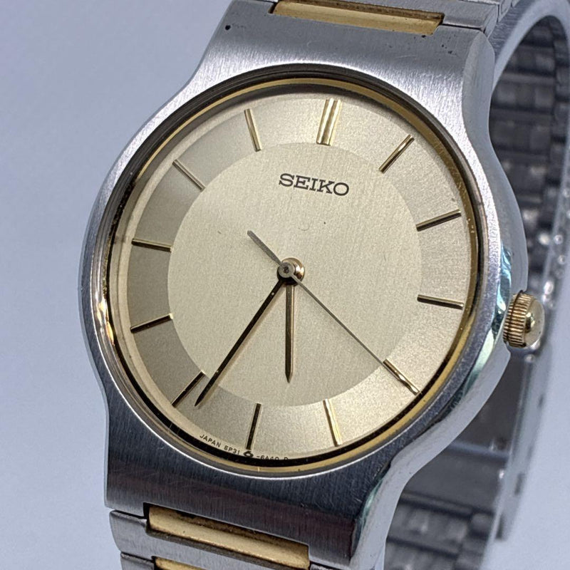 Seiko Mens 5P31-6A2A Quartz 30.6mm Stainless Steel Champagne Gold Watch 1986