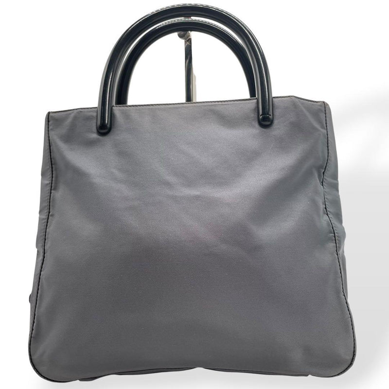 PRADA Gray Nylon Handbag b6241 White Tag Triangle Logo 22cm H 26cm W 9cm D